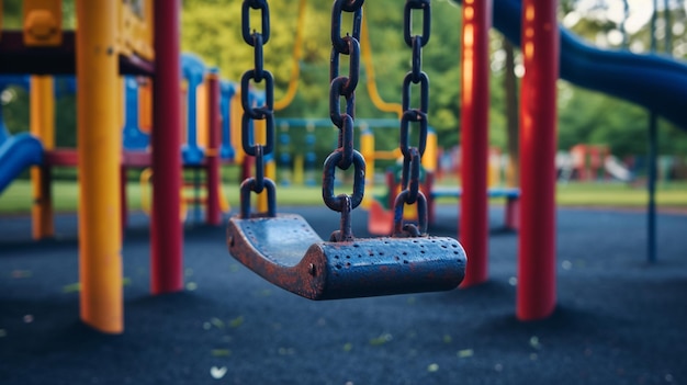 Photo empty playground or other family spaces evoking the impact of divorce on family dynamics and childrens lives divorce and separation concept