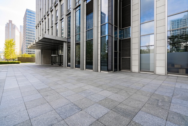 Empty Plaza and Modern Office Building, Qingdao, China