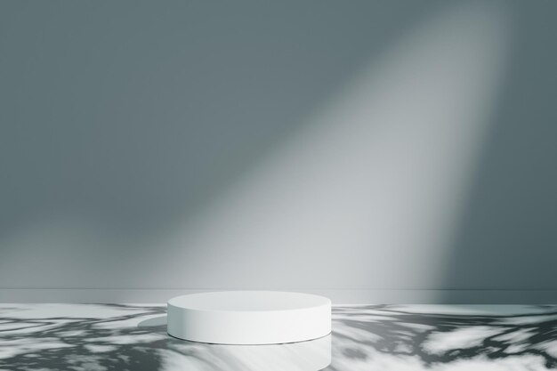 Empty podium on 3d render with marble floor