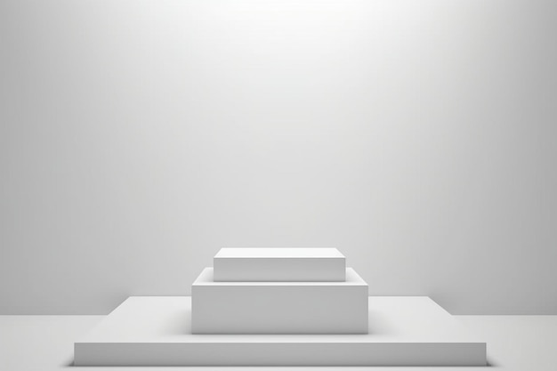 Empty podium or pedestal display on white background with box stand concept Blank product shelf