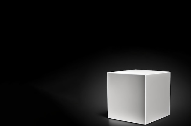 Фото Пустой пьедестал пьедестала прозрачный куб для презентации продукта темный фон созданный ии