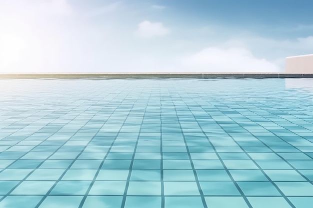 Empty poolside surface with summer travel hotel swimming pool AI