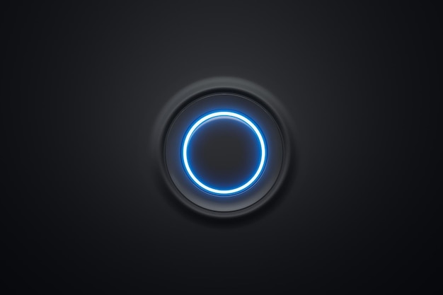 empty power button icon isolated on dark background. 3d illustration