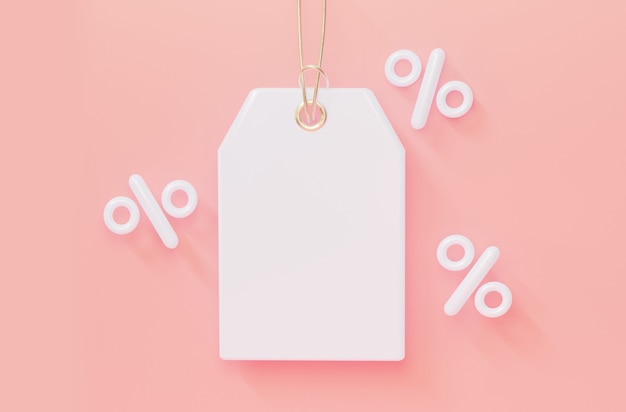 Empty for prices tag with percentages In pastel colors 3d rendering