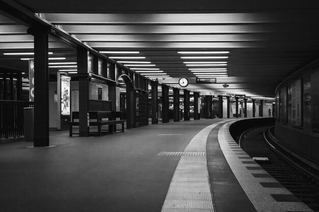 Empty railroad station platform