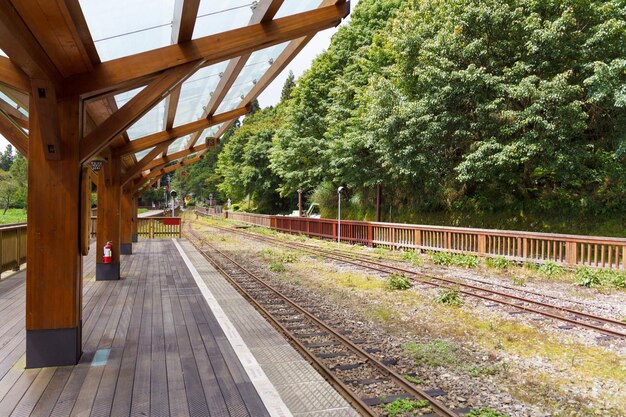 Empty railroad station platform