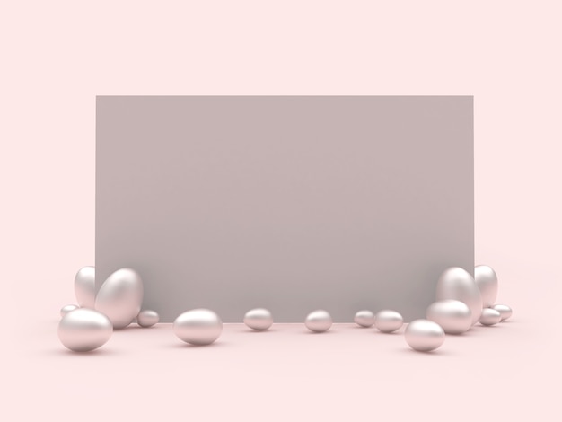 Empty rectangle and silver Easter eggs