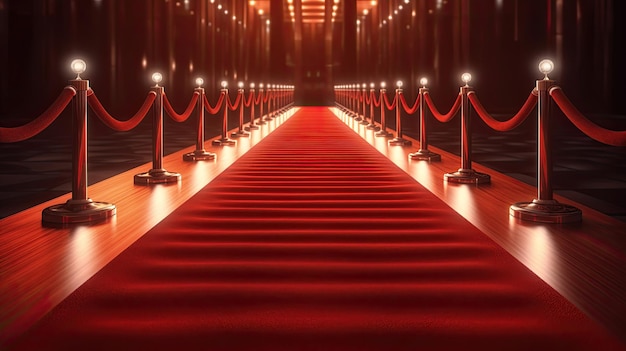 Empty red carpet for celebrities with paparazzi award generative ai