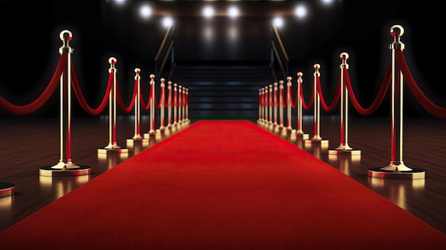 Empty red carpet for celebrities with paparazzi Award Generative Ai