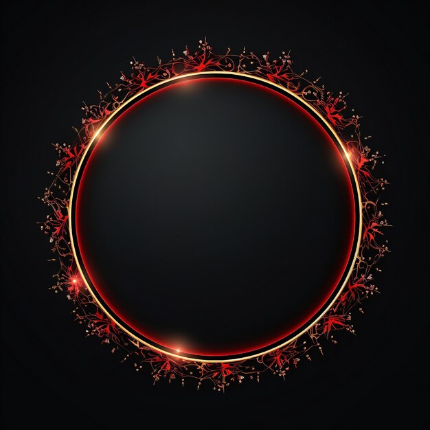 Empty red Christmas circle design element flat style on black background