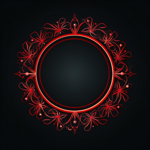 Photo empty red christmas circle design element flat style on black background