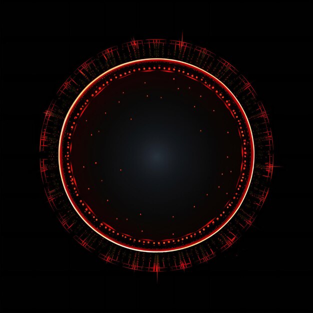 Empty red Christmas circle design element flat style on black background