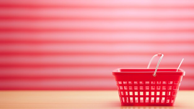 사진 분홍색 배경 에 있는  빈 빨간 쇼핑 바구니