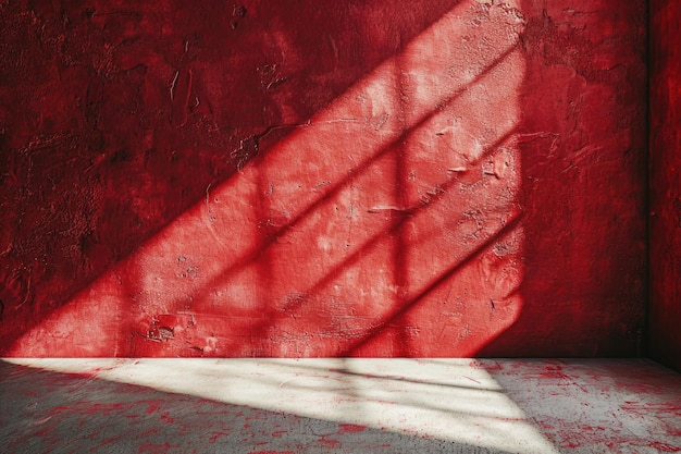 Photo empty red textured wall close up with shadows sparse texture and background