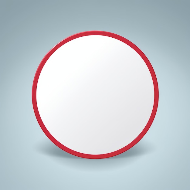 an empty red and white round sign on a gray background