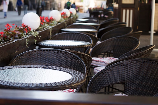 Empty restaurant tables