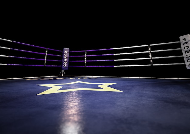 Empty ring boxing arena background