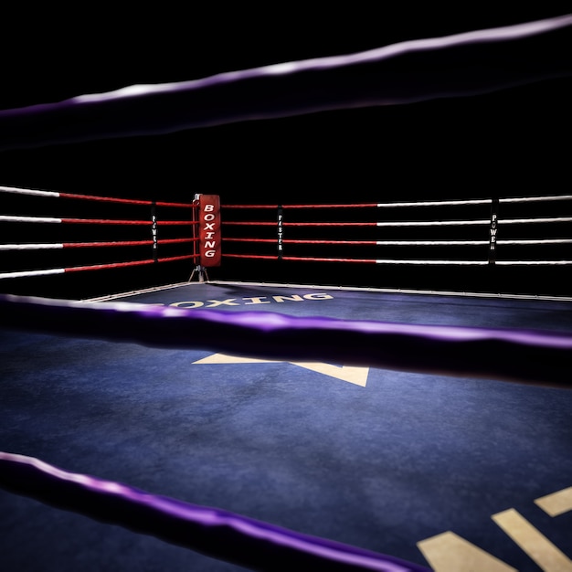 Empty ring boxing arena