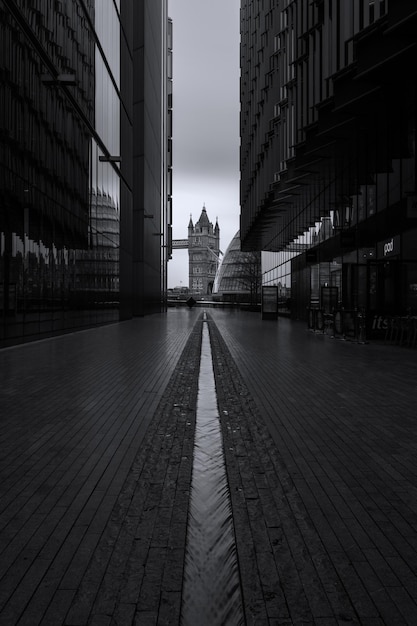 Photo empty road amidst buildings