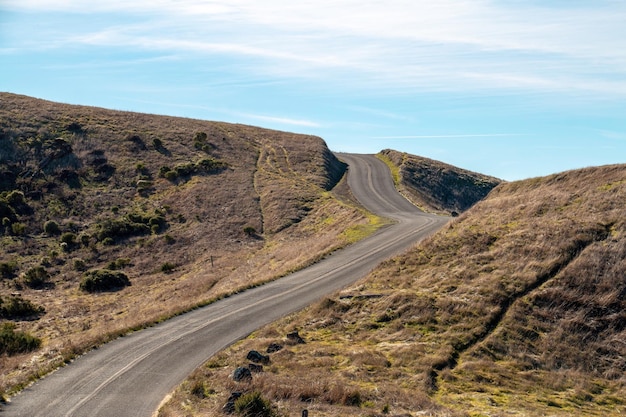 empty road by mountain against sky