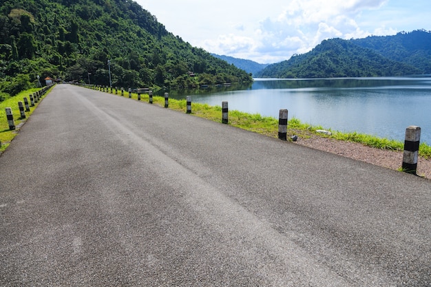 Empty road on dam, background for display product