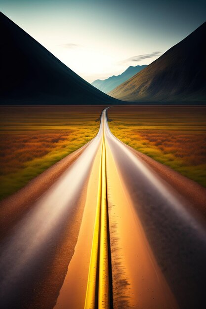 Photo empty road at nature landscape abstract background