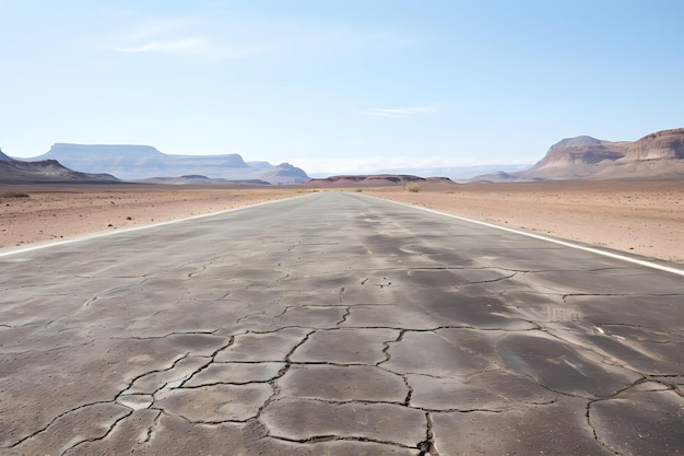 An empty road stretching through the vast desert landscape