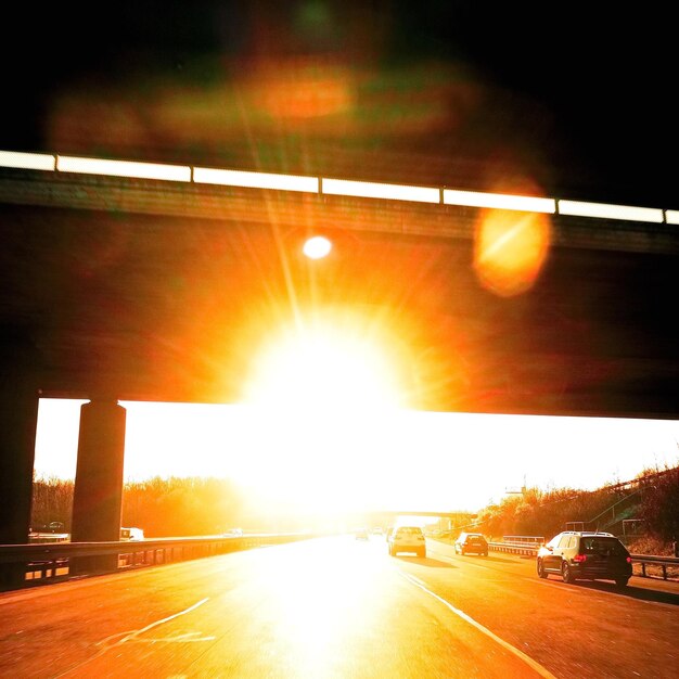 Empty road at sunset