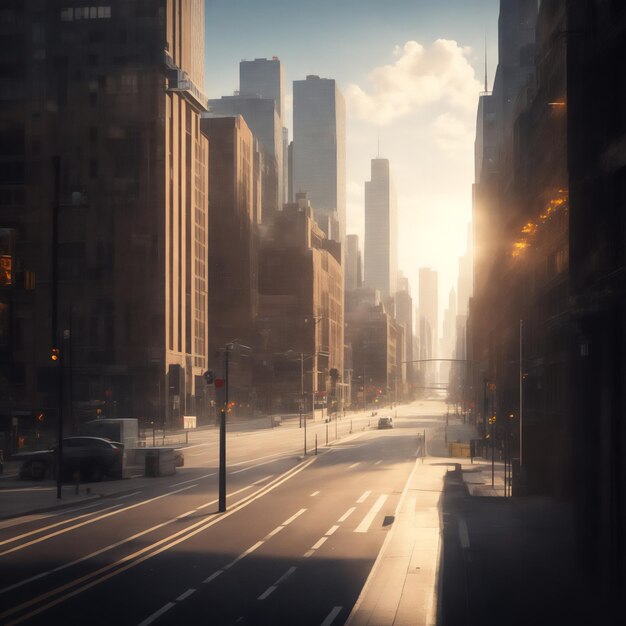 現代 の 都市 の 空っぽ の 道路