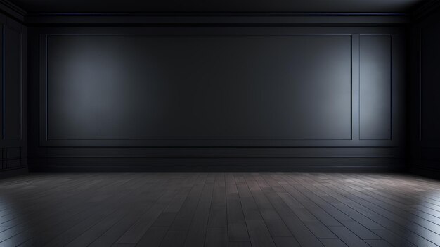 Photo empty room all black minimalism