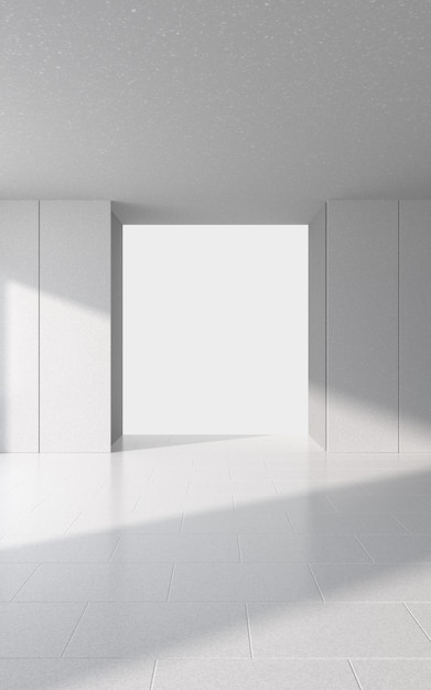 Empty room and blank wall 3d rendering