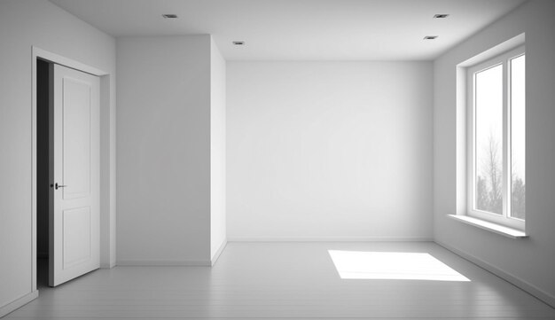 Empty room in a bright clean interiorempty room designGenerative AI