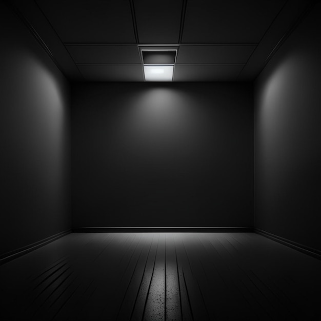 Foto camera vuota pareti piane scure illuminazione irradiante realistica sfondo a bassa saturazione