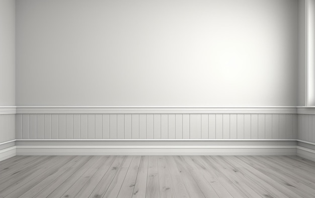 Фото Пустая комната с серой стеной и деревянным полом