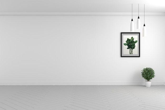 Empty room inderior, white room concept. 3D rendering