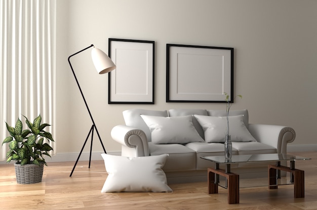 Empty room interior - Scandinavian interior. 3d rendering