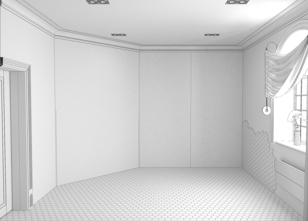 empty room interior visualization 3D illustration