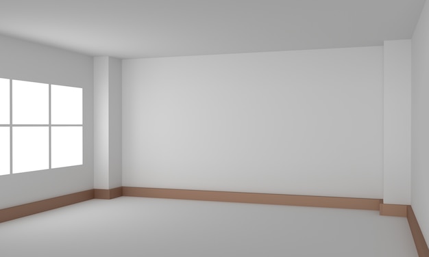 Empty Room Interior White Background. 3d Render Illustration