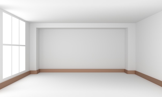 Empty Room Interior White Background. 3d Render Illustration