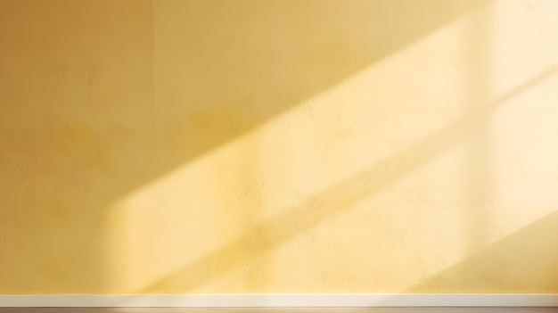 Photo empty room in light yellow colors with shadows on the wall