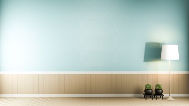 Empty room mint on wooden floor interior design.3D rendering