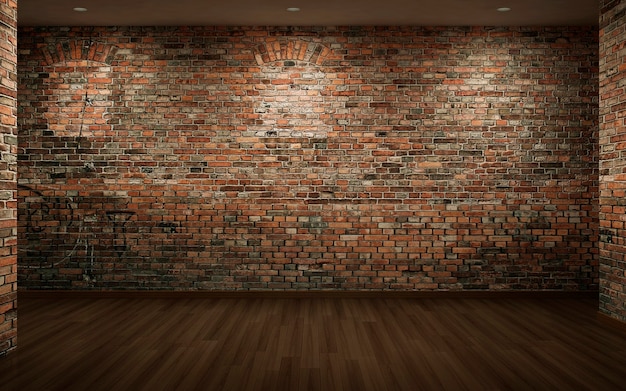 empty room with brick walls