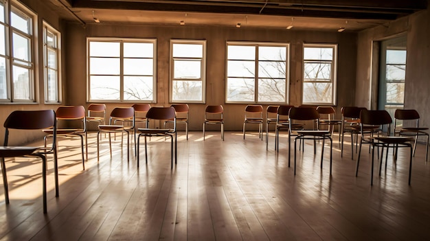 Photo empty room with chairs and desk