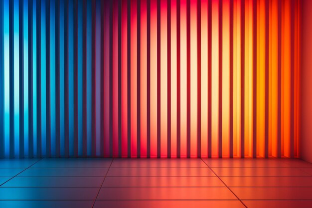 Photo an empty room with colorful stripes on the wall