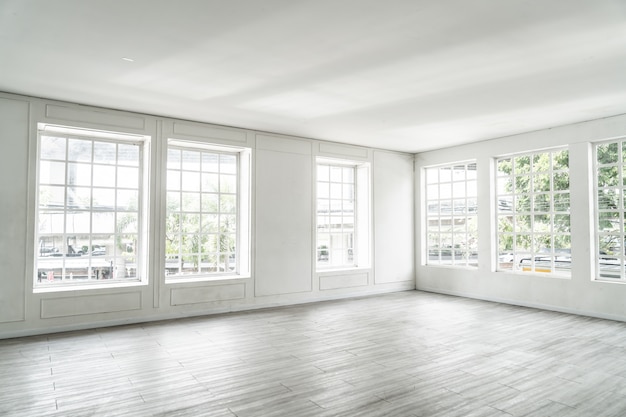 empty room with glass window