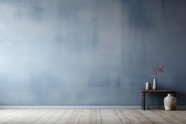 empty room with a gray wall and wooden floor