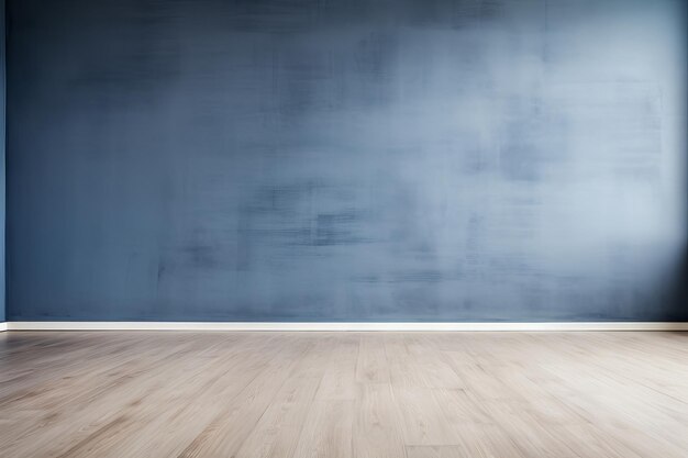 empty room with a gray wall and wooden floor