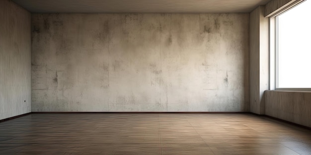 Empty Room With Modern Minimalist Concrete Wall