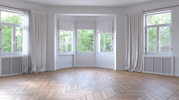 Photo empty room with parquet floor