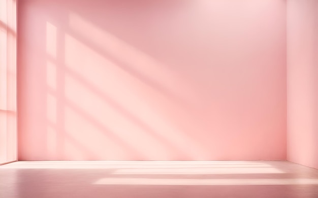 Empty room with pink wall and shadow from the window